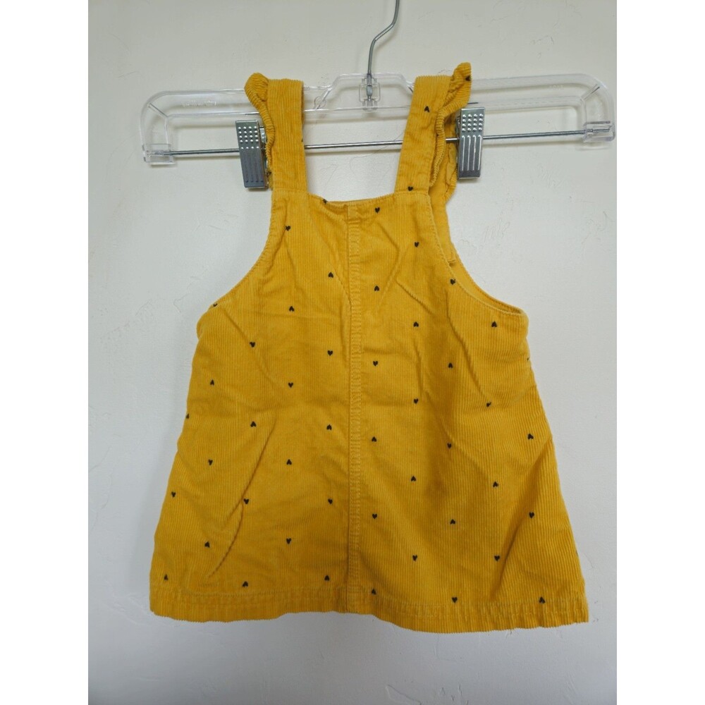 Carters Baby Girl Dress Yellow Black Hearts Overall Size 12 Months Corduroy